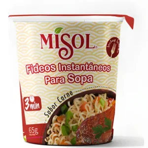 Sopa De Fideos Instantaneos Misol 65gr Sabor Carne x12